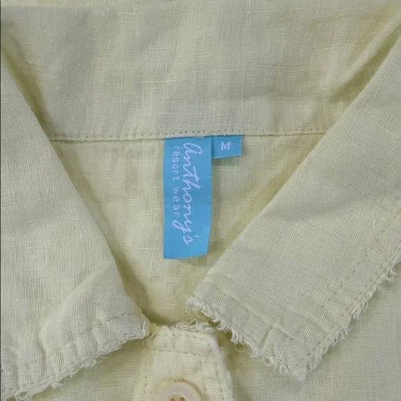Anthony’s Resort Wear Yellow Linen Lightweight Frayed Edge Button Jacket Sz M - Picture 7 of 14